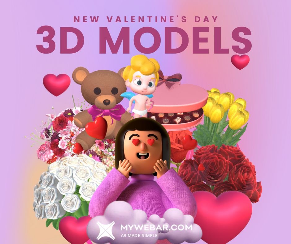 New in MyWebAR: Valentine’s Day 3D Models