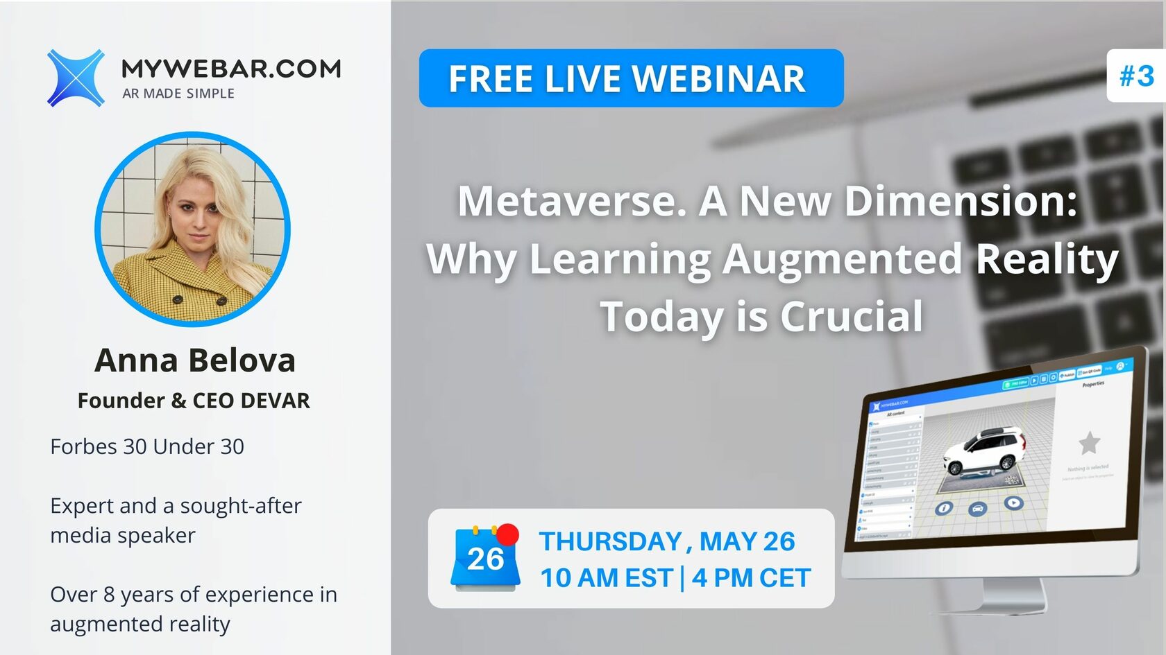 Join MyWebAR Free Live Webinar 3!